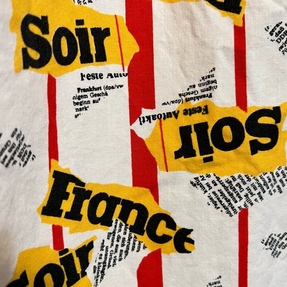 Vintage 80s French Newsprint Oversized Button Down Shirt by Crazy Horse - Picture 10 of 14